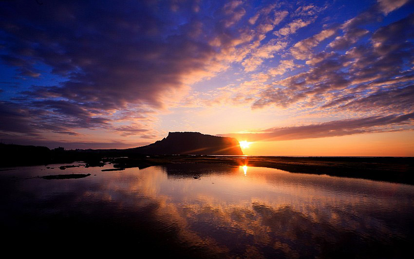 Cảnh đẹp ở Hàn Quốc đỉnh núi mặt trời mọc Seongsan 