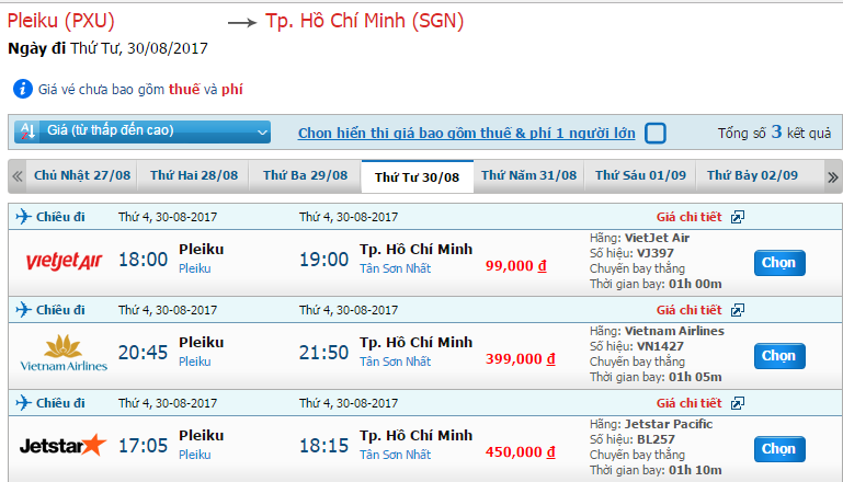 Lịch trình những chuyến bay giá rẻ trong tháng