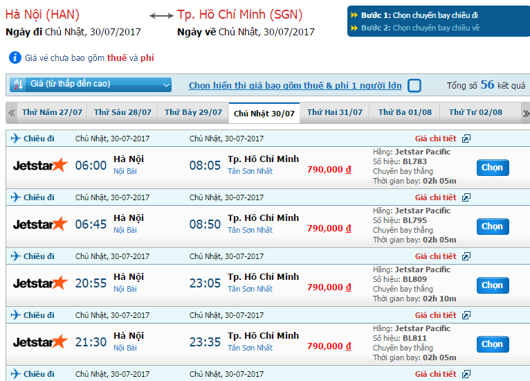 Giá vé Jetstar đi Sài Gòn tháng 7