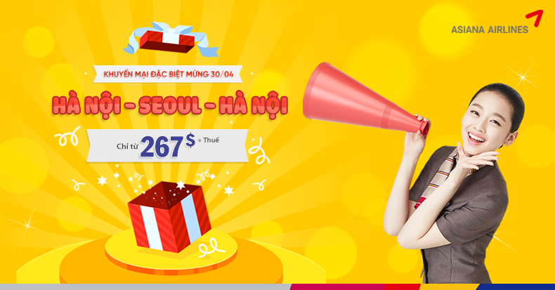 Khuyến mại Asiana Airlines tháng 5/2019