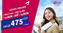 Săn ưu đãi vàng hành trình TP Hồ Chí Minh – Mỹ từ Asiana Airlines