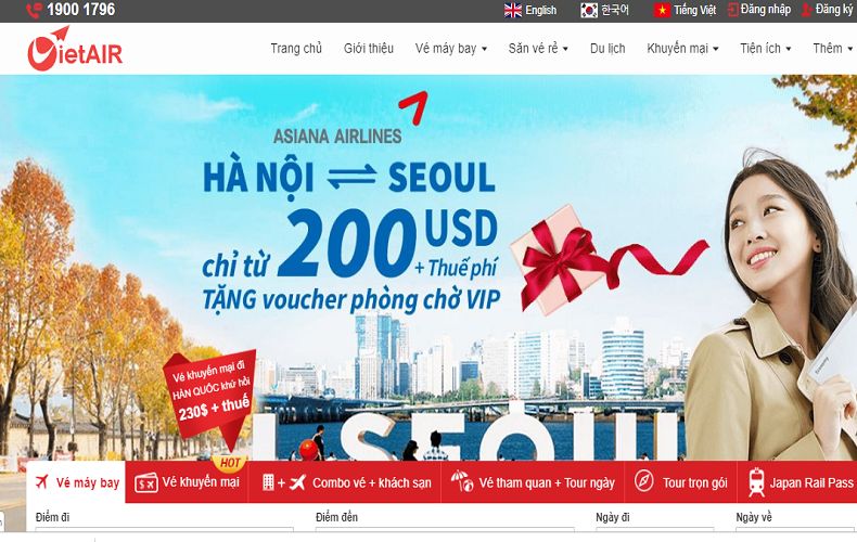 VietAIR cung cấp đầy đủ giá, chặng bay, thời gian bay... vé tết của tất cả các hãng theo thời gian thực