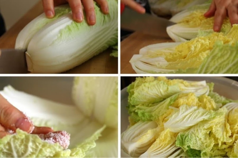 Sơ chế cải thảo để muối kim chi Hàn Quốc