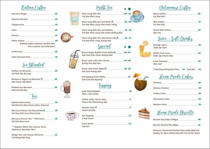 Soho Coffee Vũng Tàu - Thực đơn của Soho Coffee Vũng Tàu