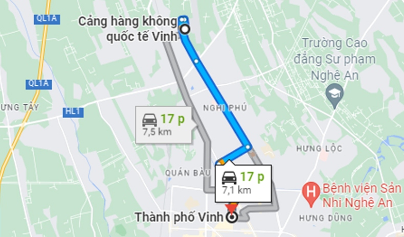 di chuyển từ trung tâm đến sân bay Vinh - vé máy bay Vinh đi HCM