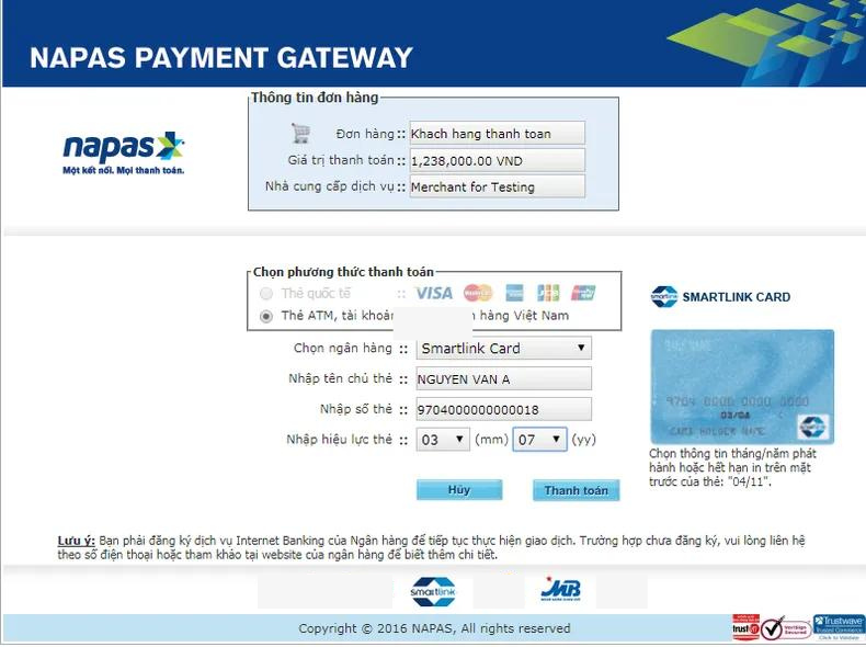 Thanh toán vé máy bay bằng thẻ napas