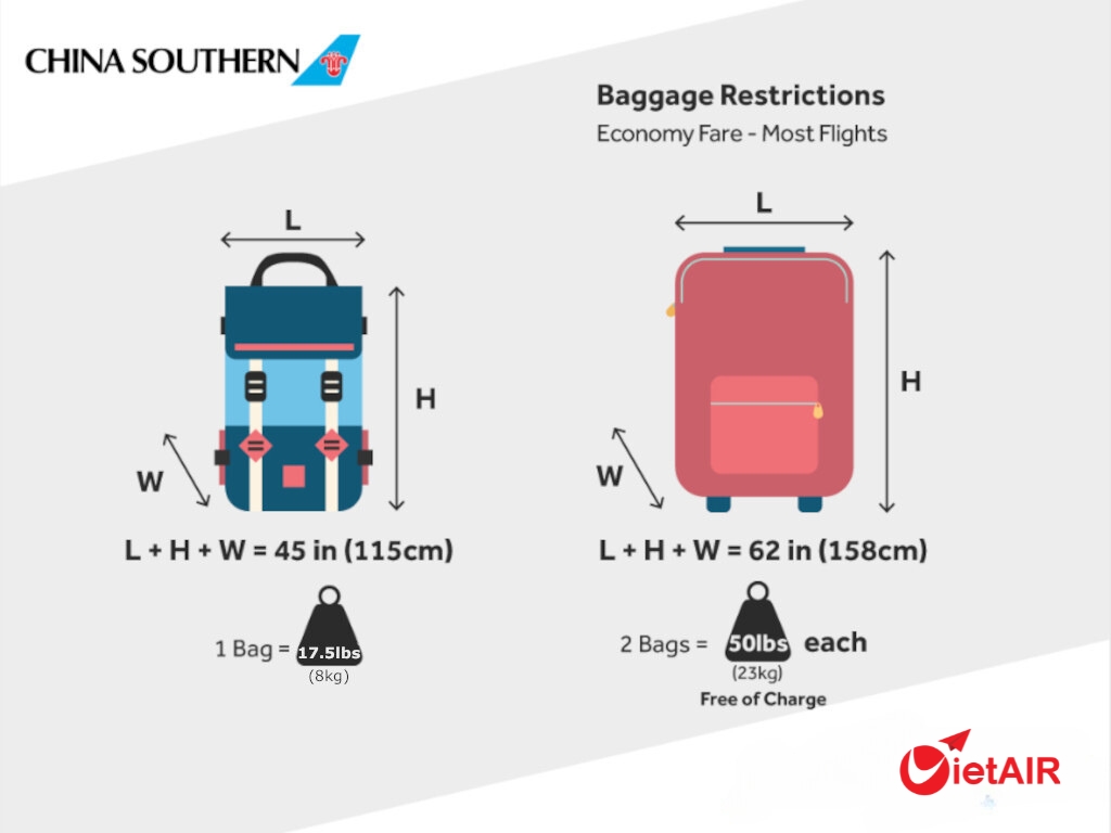 quy định hành lý của hãng China Southern Airlines