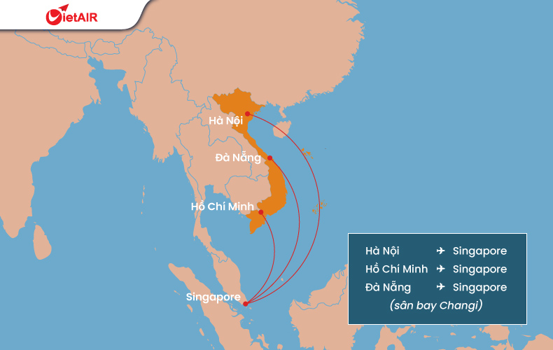 Các đường bay thẳng từ Việt Nam đi Singapore