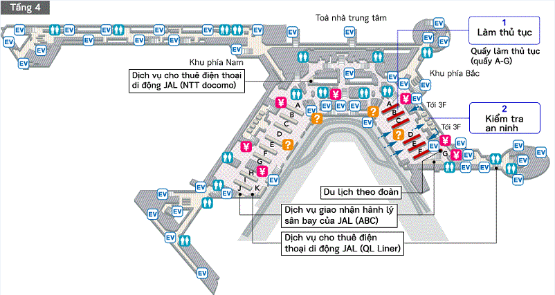 Tầng 4 nhà ga T1 sân bay Tokyo