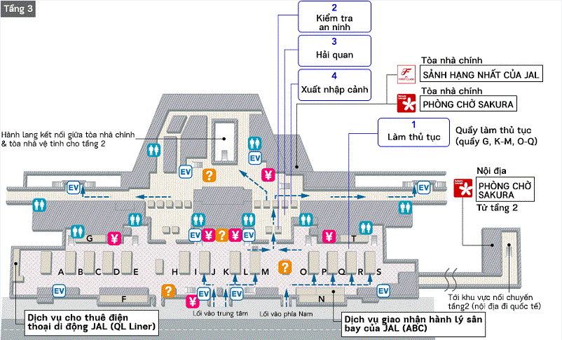 Tầng 3 nhà ga T2 sân bay Tokyo