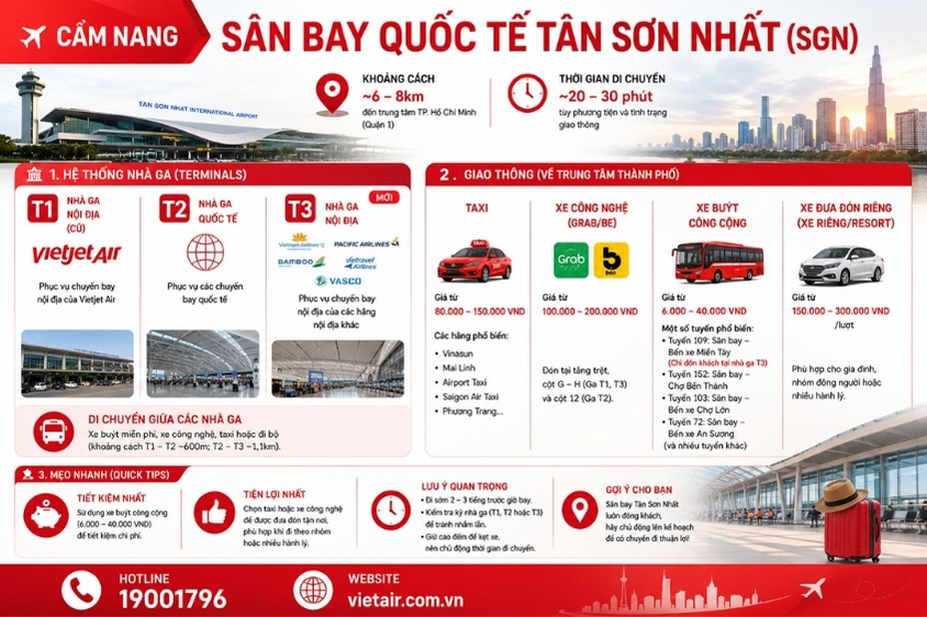 Cách di chuyển đến sân bay Tân Sơn Nhất về trung tâm