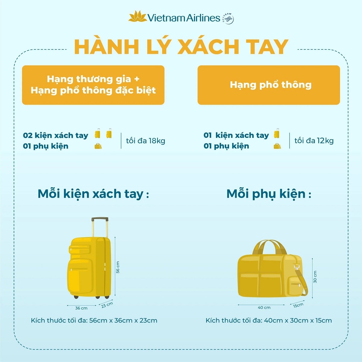 quy định hành lý - vé máy bay Vietnam Airlines đi Hà Nội