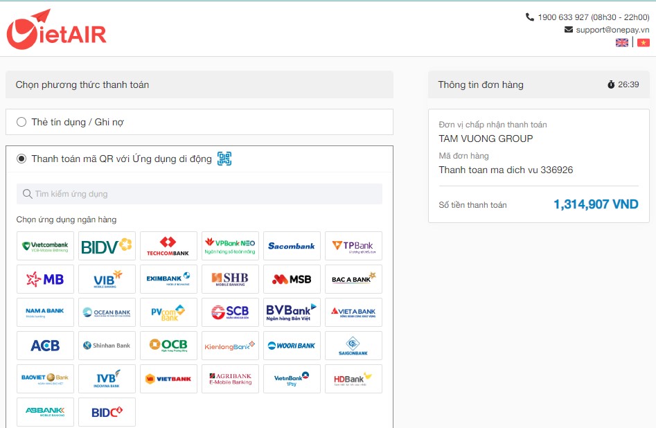 Thanh toán bằng mã QR code