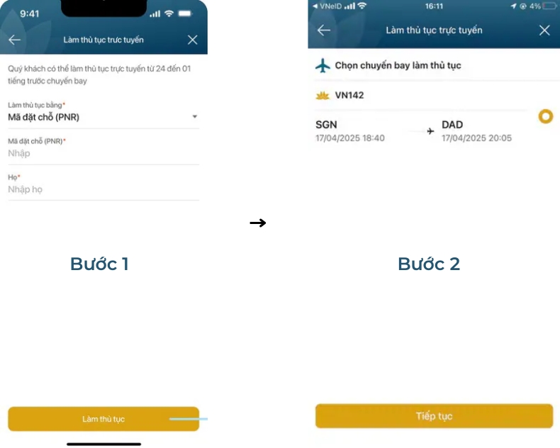 Check-in online Vietnam Airlines