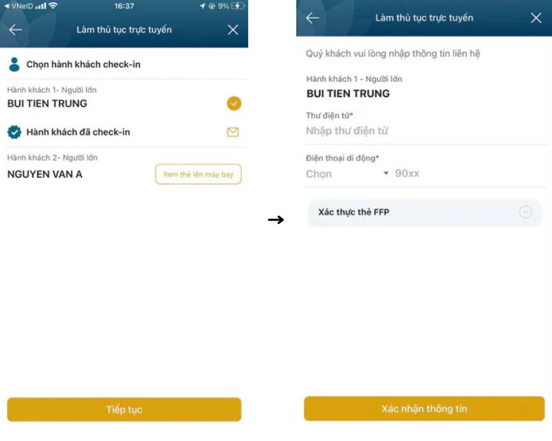 Check-in online Vietnam Airlines
