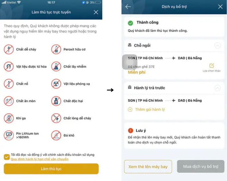 Check-in online Vietnam Airlines