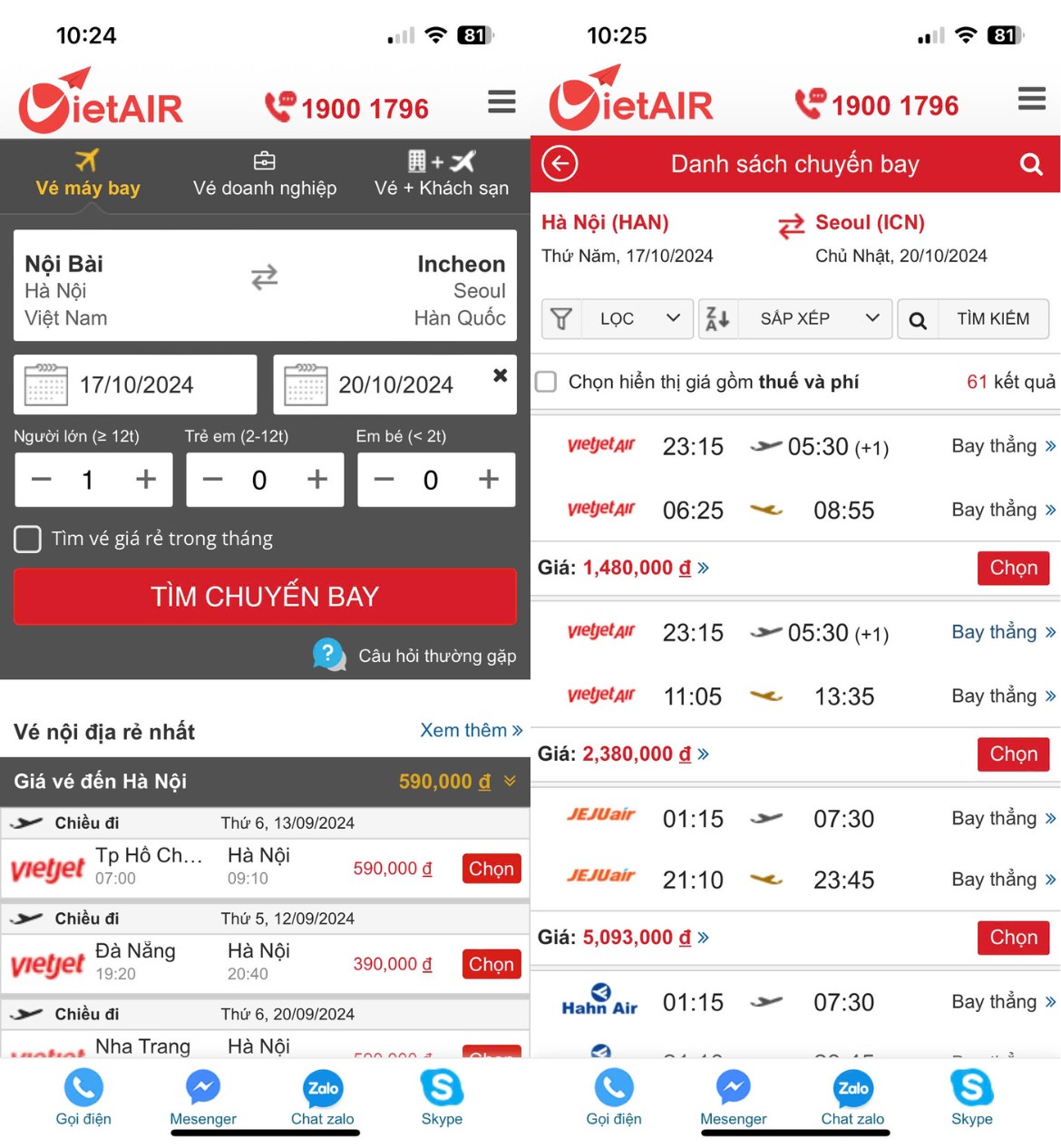 cách đặt vé máy bay quốc tế trên điện thoại tìm vé máy bay