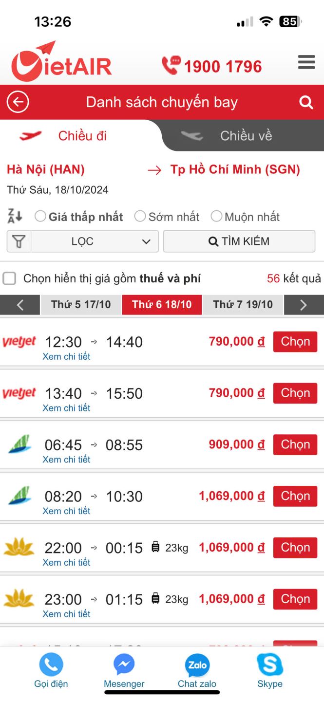 Đặt vé máy bay tại website VietAIR