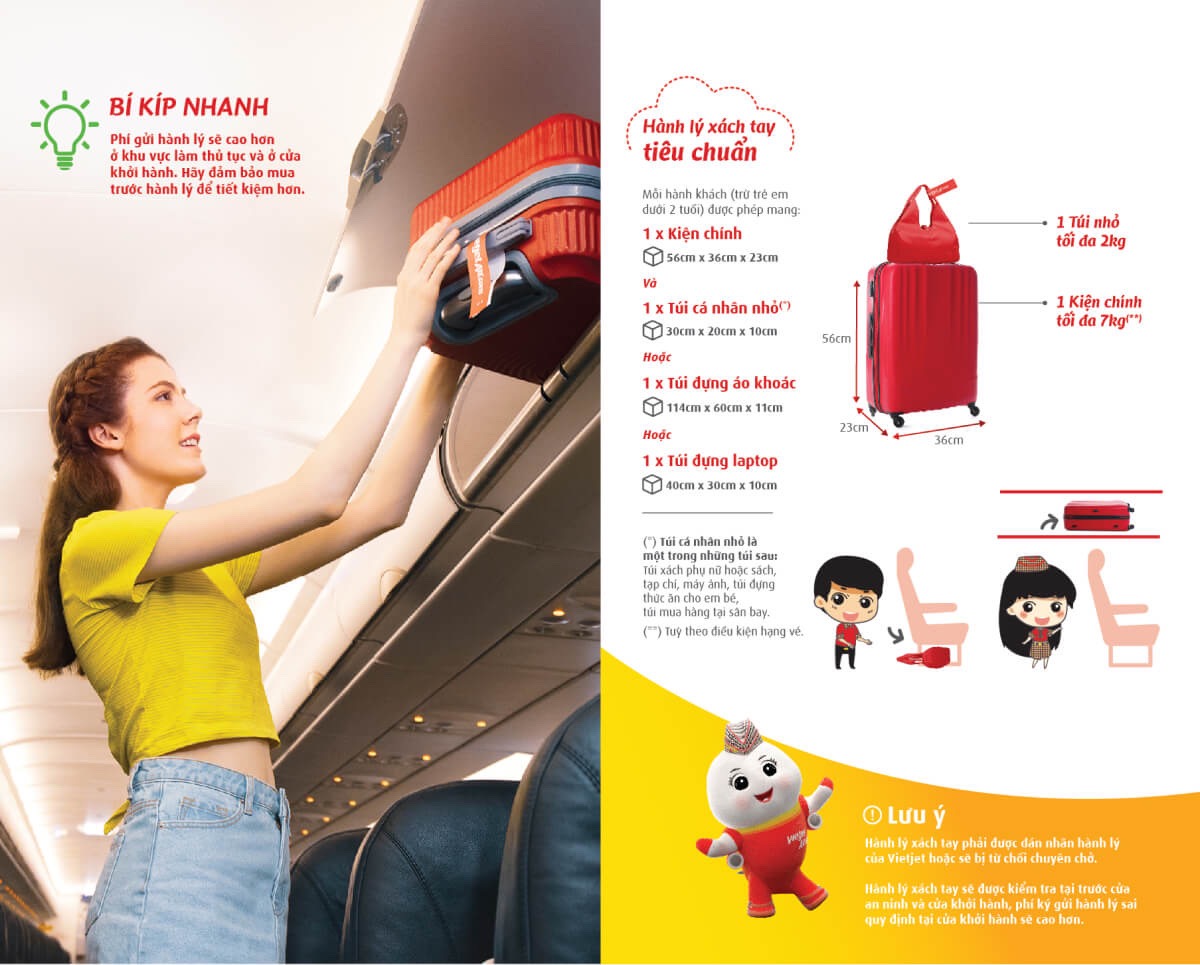 quy định hành lý xách tay Vietjet Air