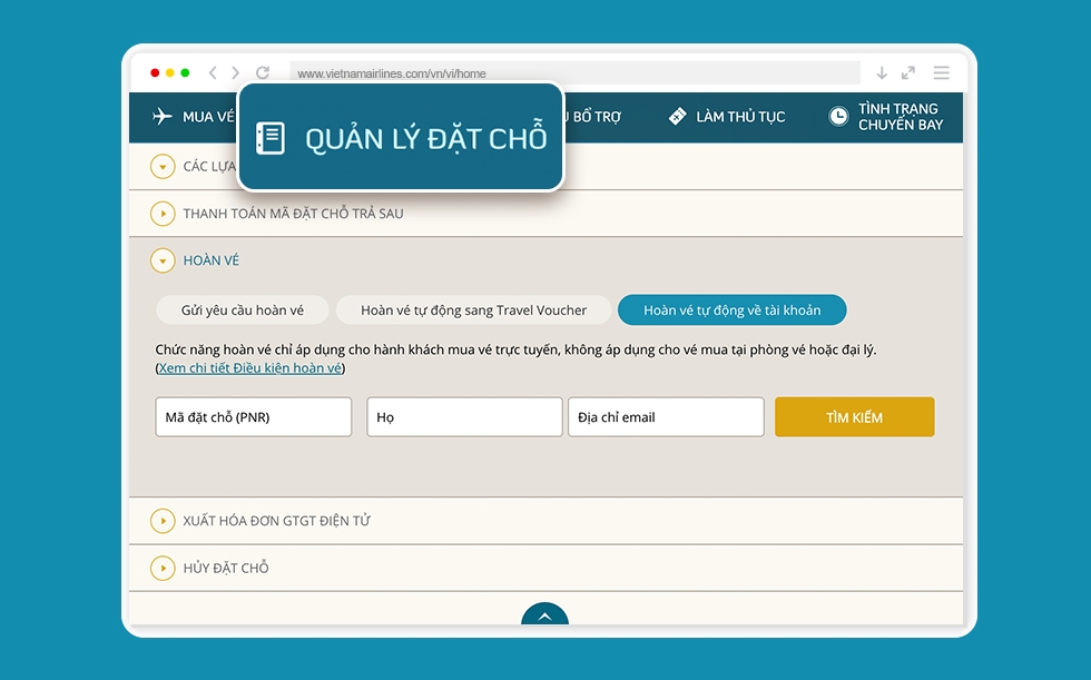 hủy vé máy bay Vietnam Airlines