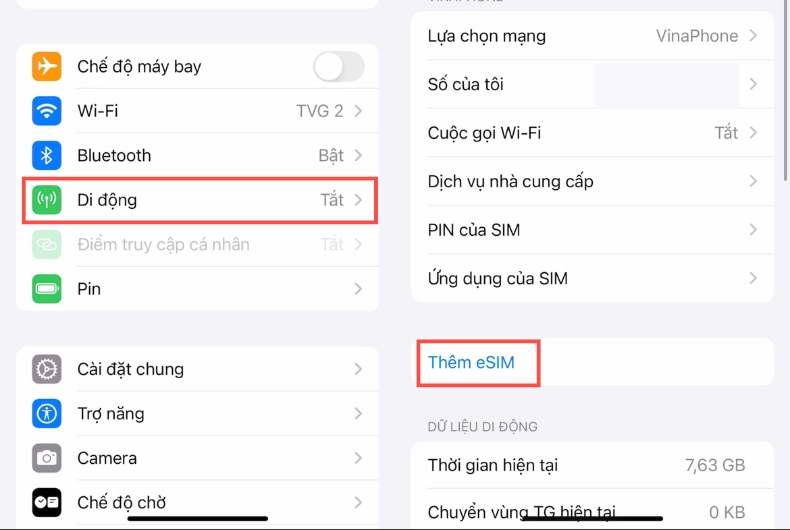 cài đặt esim du lịch trên iphone