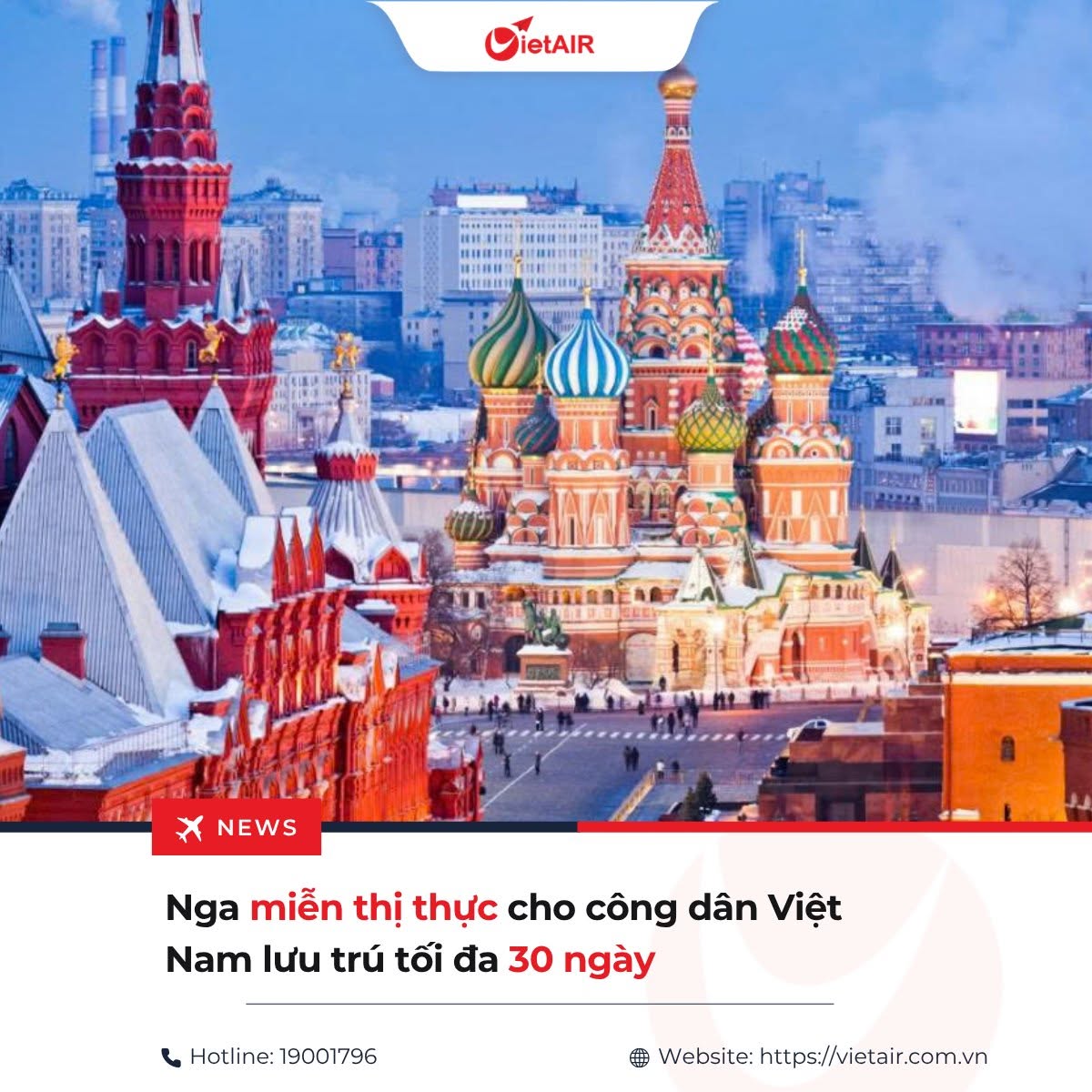 Nga miễn thị thực cho người Việt Nam