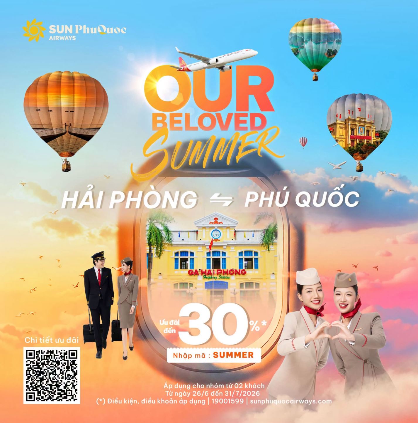 Vé máy bay Hải Phòng đi Phú Quốc Sun PhuQuoc Airways