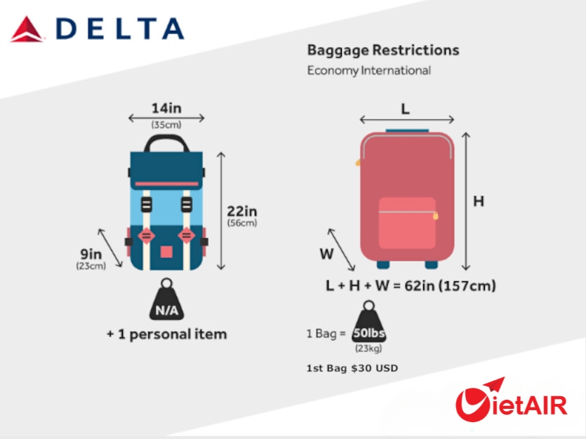 quy định hành lý - vé máy bay Delta Airlines