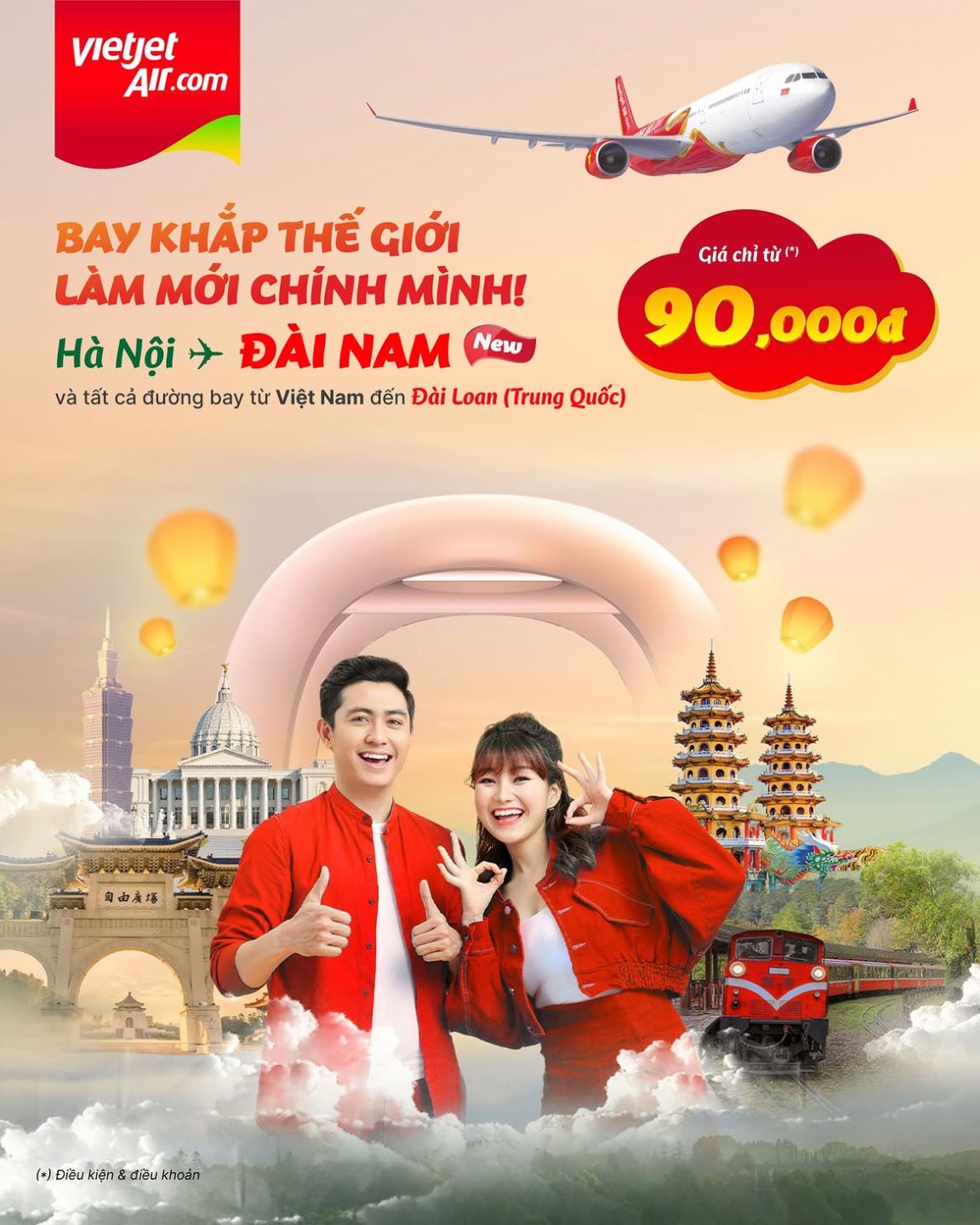 Vé máy bay đi Đài Nam Vietjet Air