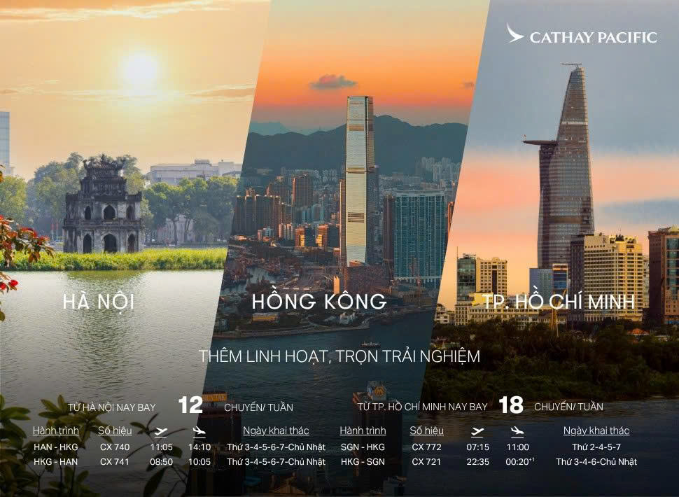 Vé máy bay Cathay Pacific đi Hong Kong giá rẻ tại VietAir