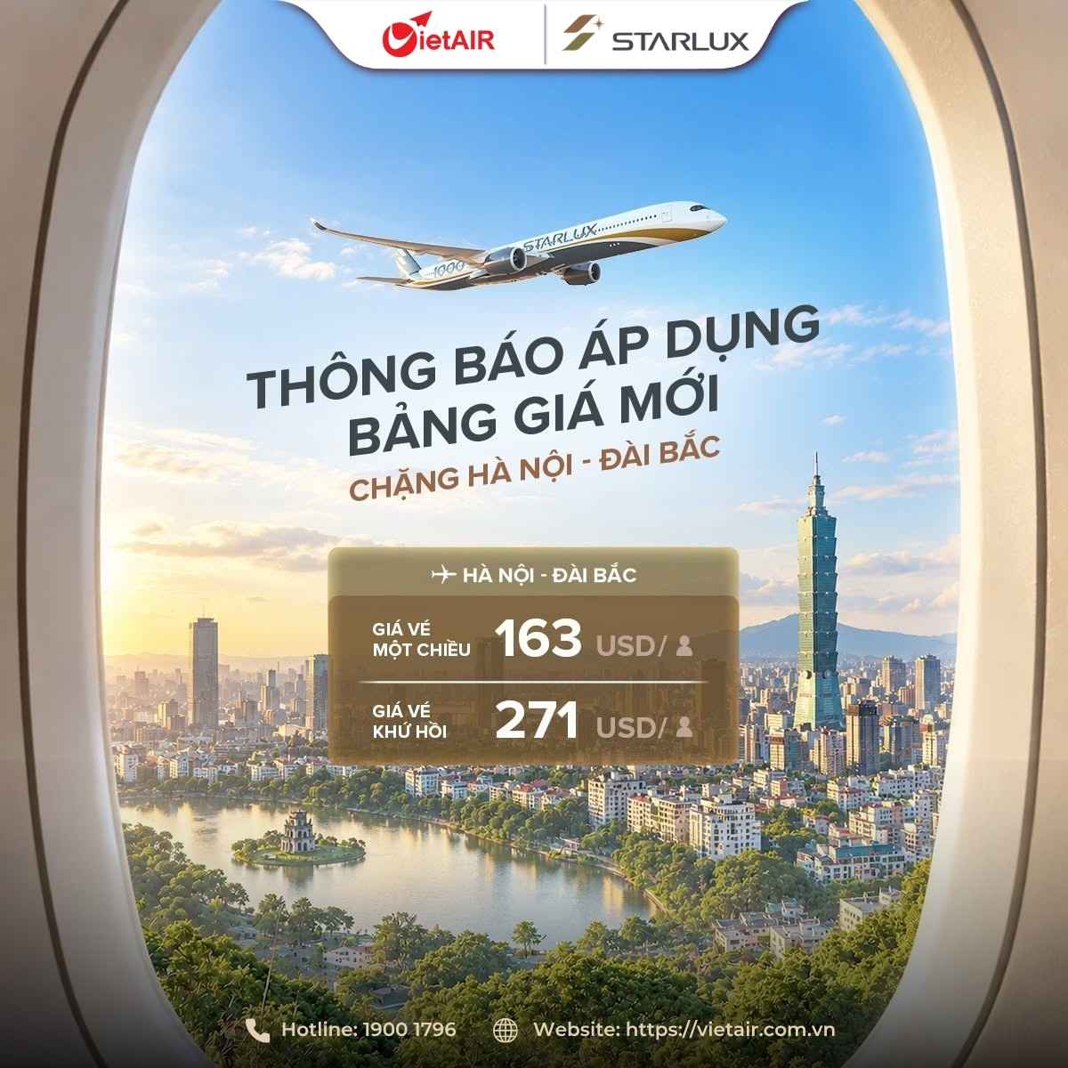 Vé máy bay Hà Nội đi Đài Bắc STARLUX Airlines