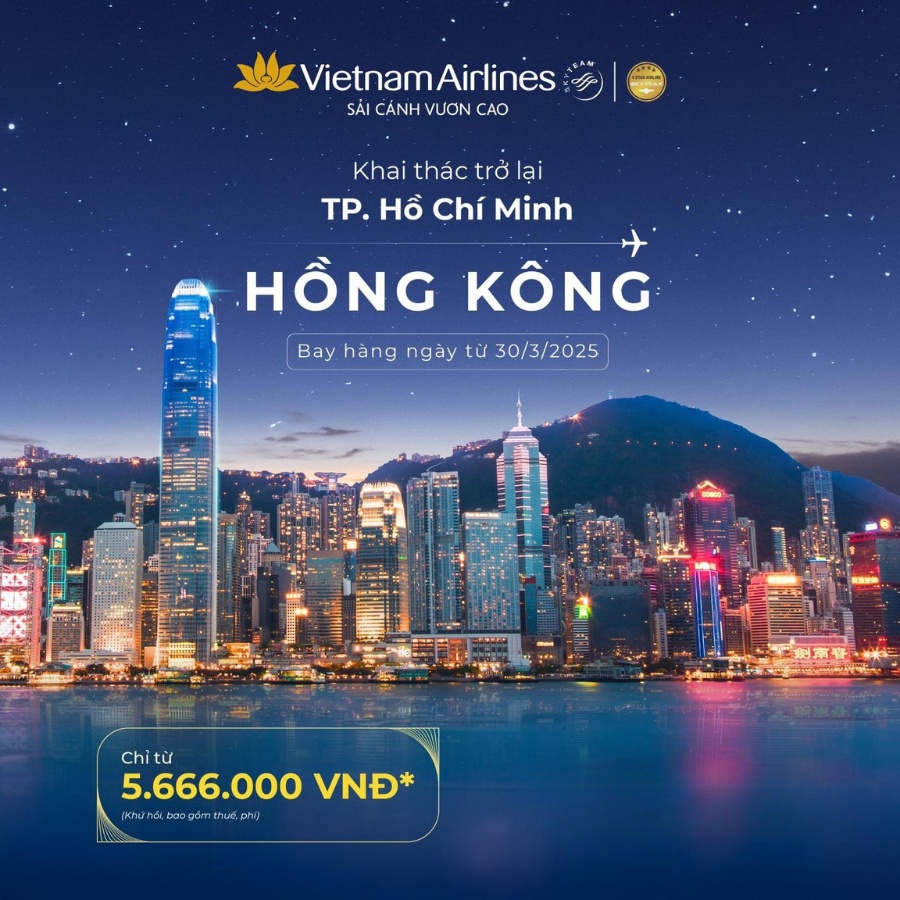 Vé máy bay Sài Gòn đi Hong Kong Vietnam Airlines