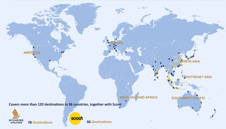 Mạng lưới đường bay của hãng Singapore Airlines