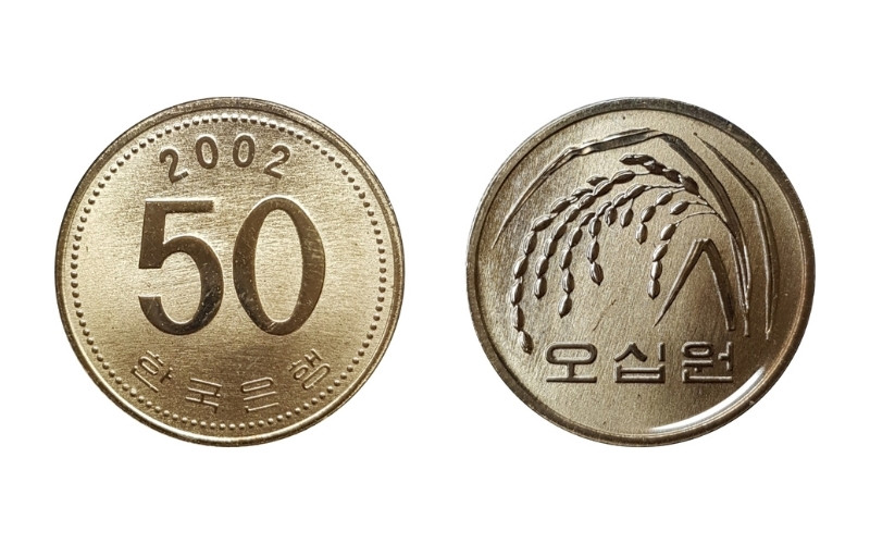 Đồng xu 50 won - mệnh giá tiền Hàn Quốc