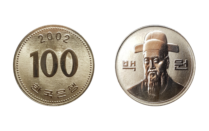 Đồng xu 100 won - mệnh giá tiền Hàn Quốc