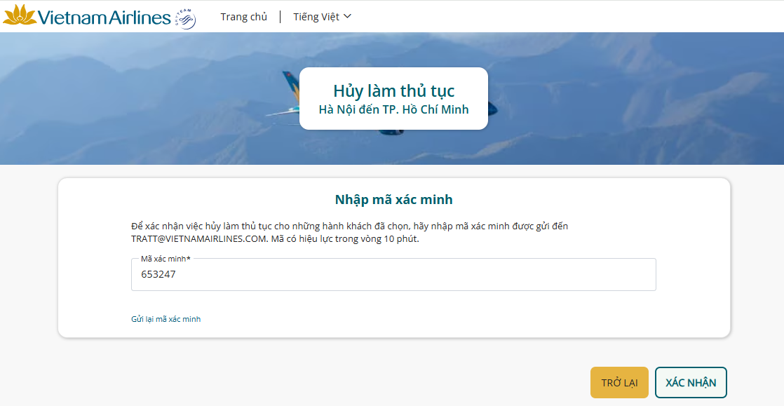 Check-in online Vietnam Airlines