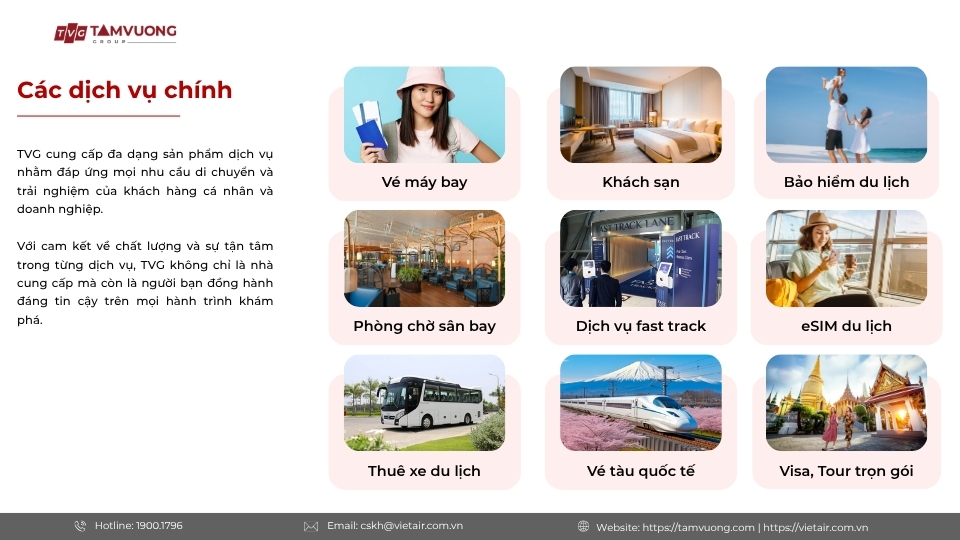 Các dịch vụ chính - đặt vé máy bay công tác tại VietAIR