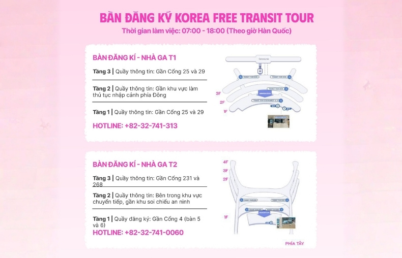 Vị trí quầy đăng ký Korea Free Transit Tour