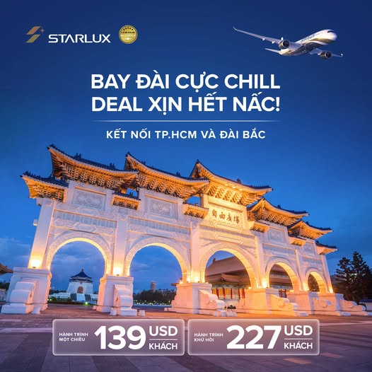 Vé máy bay đi Đài Bắc - Starlux Airlines