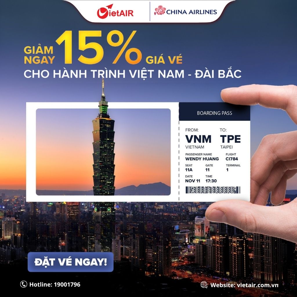 Vé máy bay đi Đài Bắc - China Airlines
