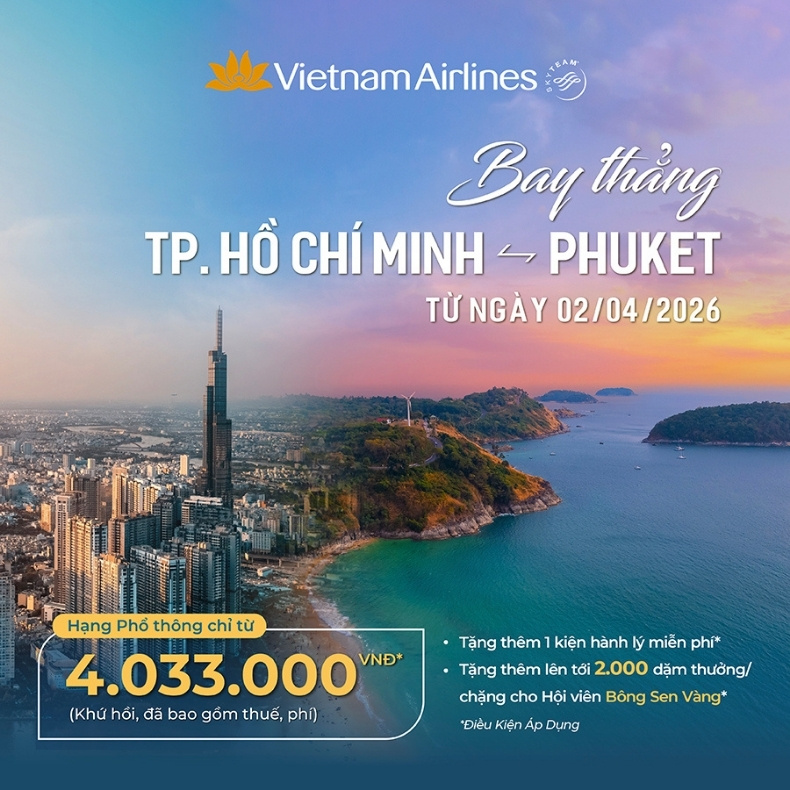 Vé máy bay Hồ Chí Minh đi Phuket Vietnam Airlines