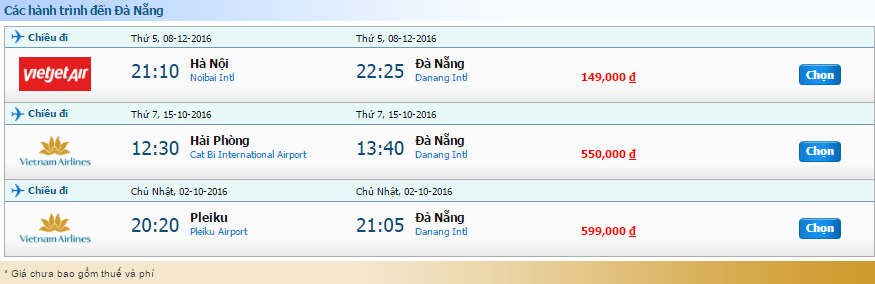 Các hành trình đi Đà Nẵng