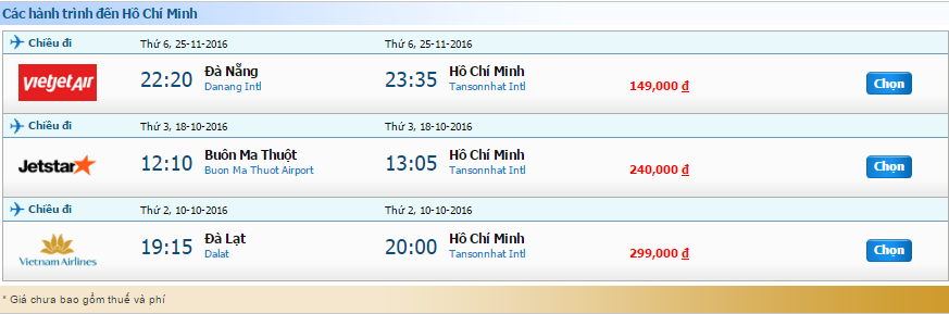 Các hành trình đi Hồ Chí Minh