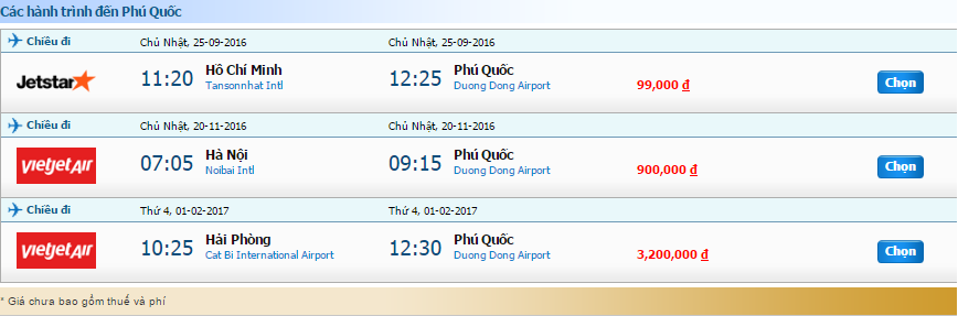 Các hành trình đi Phú Quốc