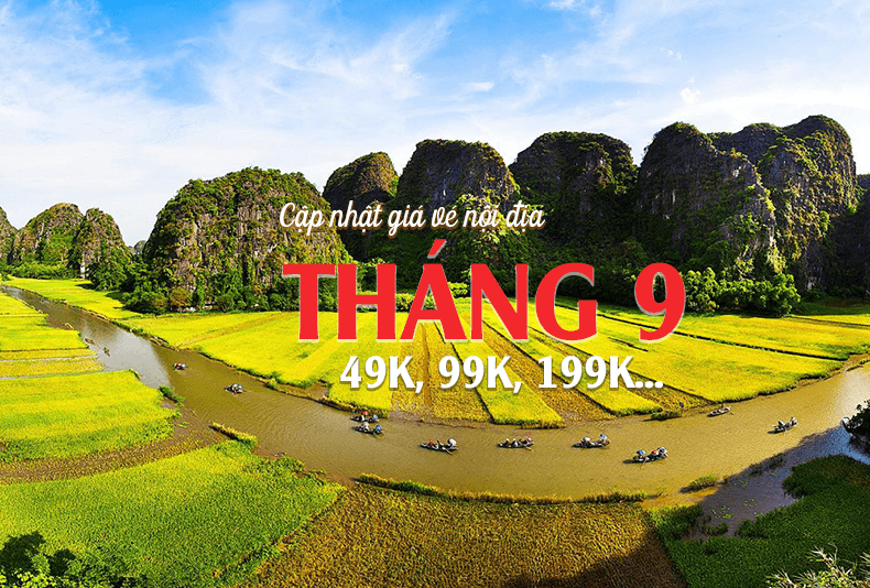 Cập nhật giá vé rẻ nội địa tháng 9