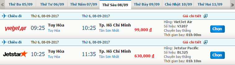 Giá vé máy bay Tuy Hòa đi Đà Nẵng 1