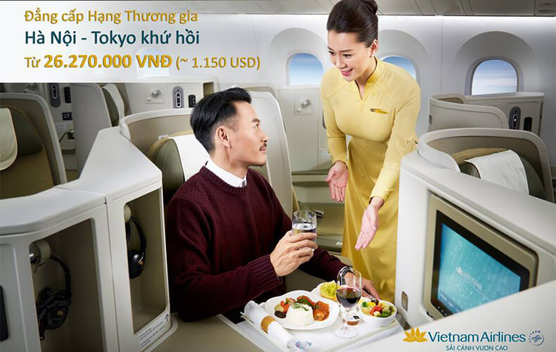 Khuyến mại Vietnam Airlines đi Nhật Bản hạng Thương gia