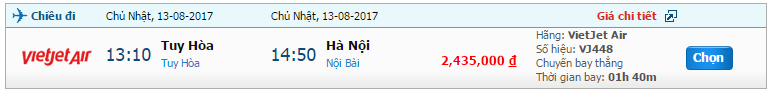 Mua vé máy bay Vietjet Tuy Hòa đi Hà Nội tháng 8 1