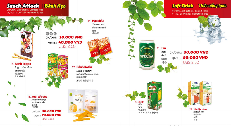 Snack phục vụ trên chuyến bay VietJet