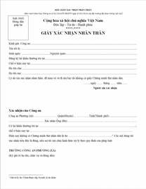 Mẫu giấy chứng nhận nhân thân khi đi máy bay